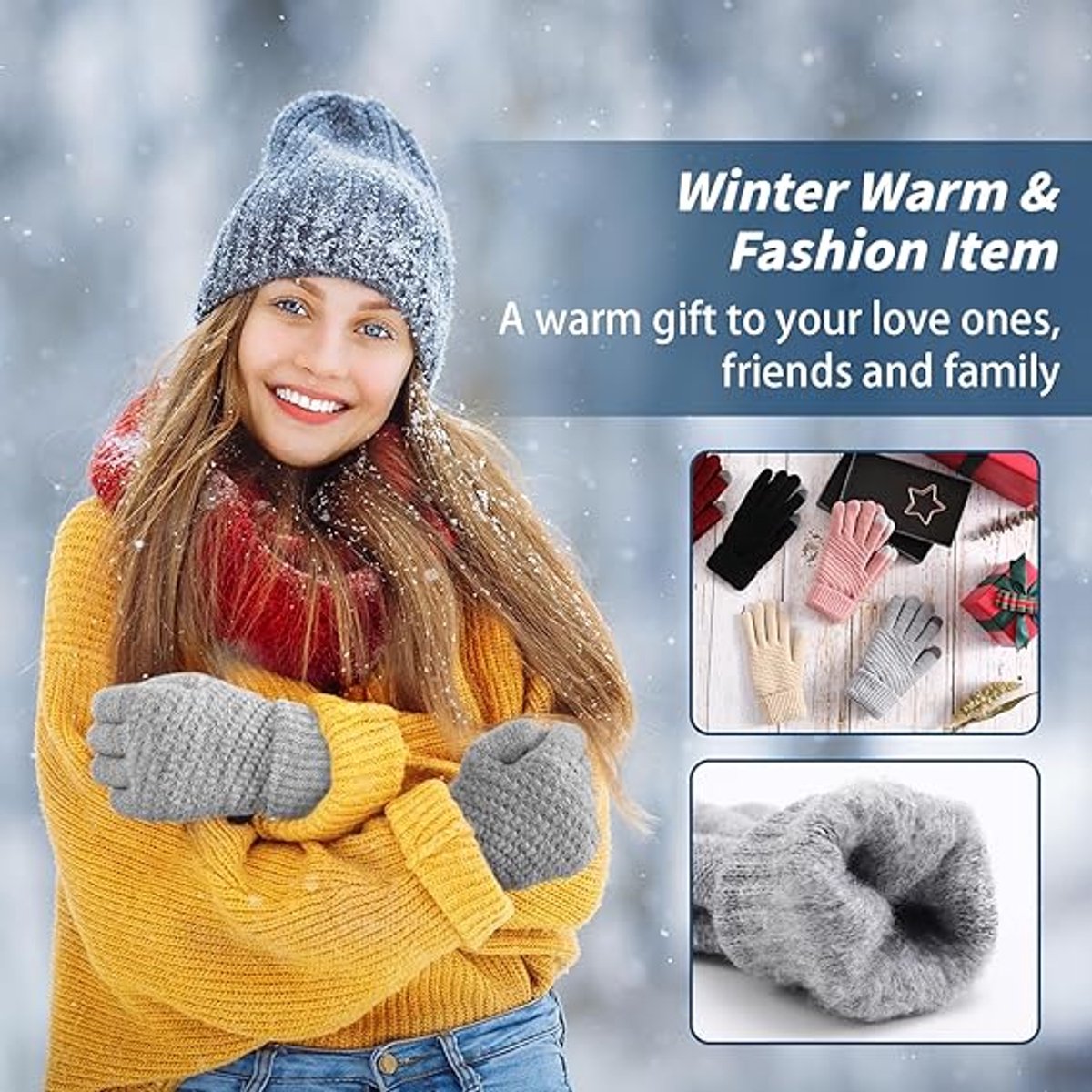 Touchscreen Winter Gloves - Women's Sports Gloves - Waterproof and Windproof - Elastic Cuff - Scooter and Bicycle (4 Pieces) - Image 2