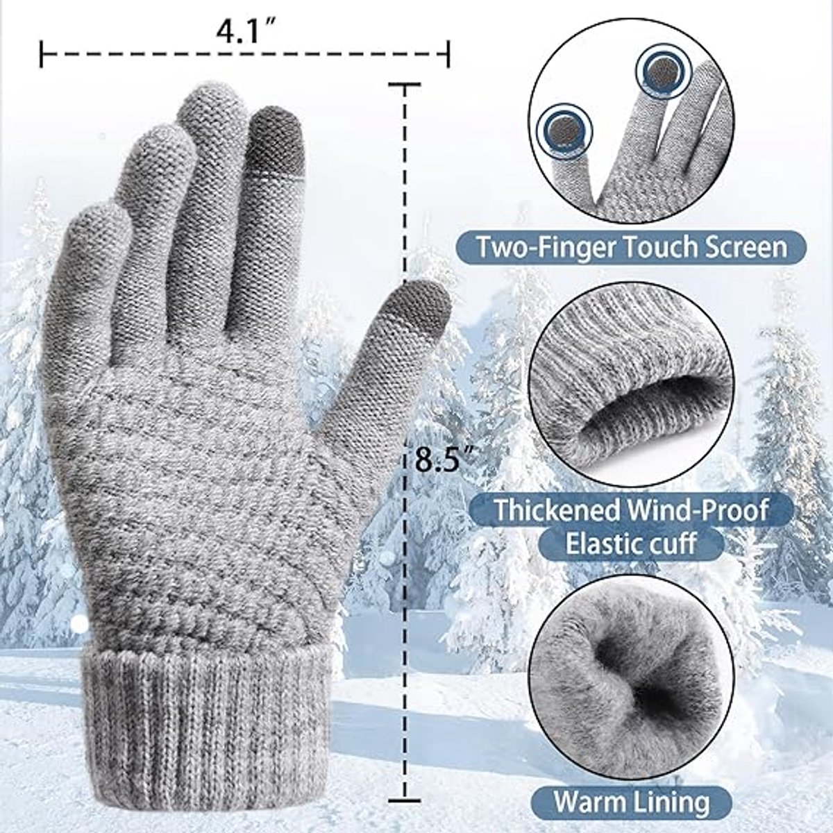 Touchscreen Winter Gloves - Women's Sports Gloves - Waterproof and Windproof - Elastic Cuff - Scooter and Bicycle (4 Pieces) - Image 5