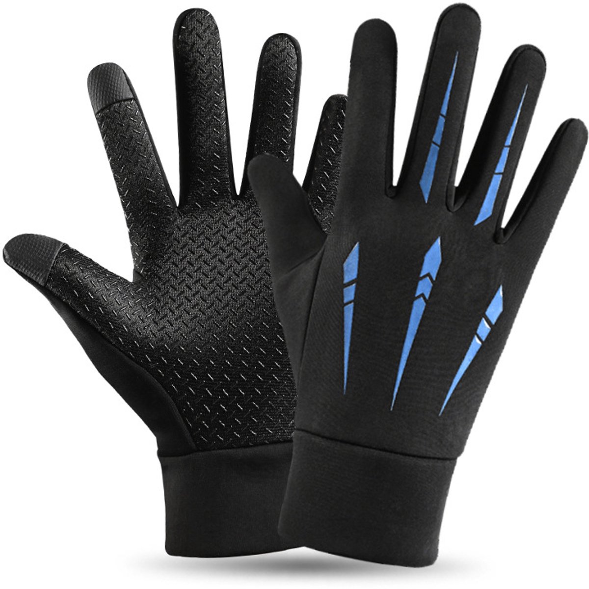 Full-finger winter gloves - touchscreen, fleece-lined, warm, thickened, waterproof, windproof, and non-slip for outdoor cycling. - Image 1
