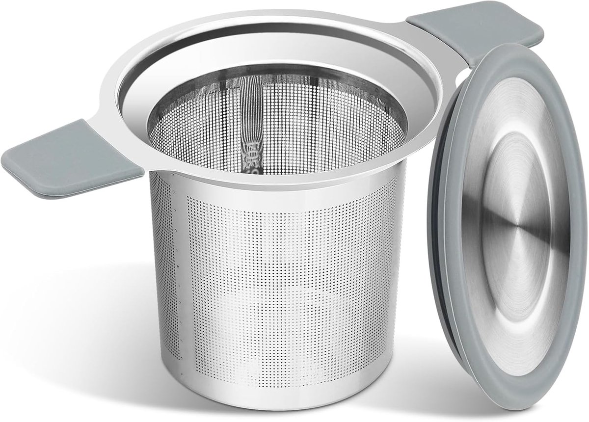 Tea infuser strainers - Stainless steel loose tea strainer with heat-resistant double handles - Extra fine mesh ball strainers - Diffuser holder filter for mugs - Image 1