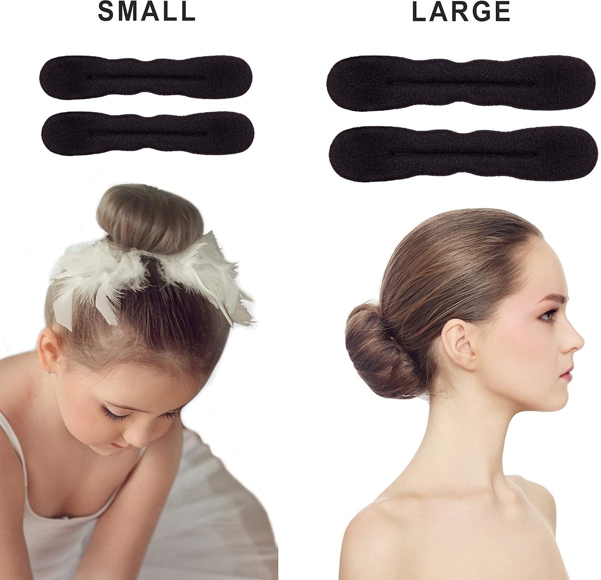 Magic Foam Mushrooms 4-piece – Black, for hairstyles (2 small/2 large) - Image 2