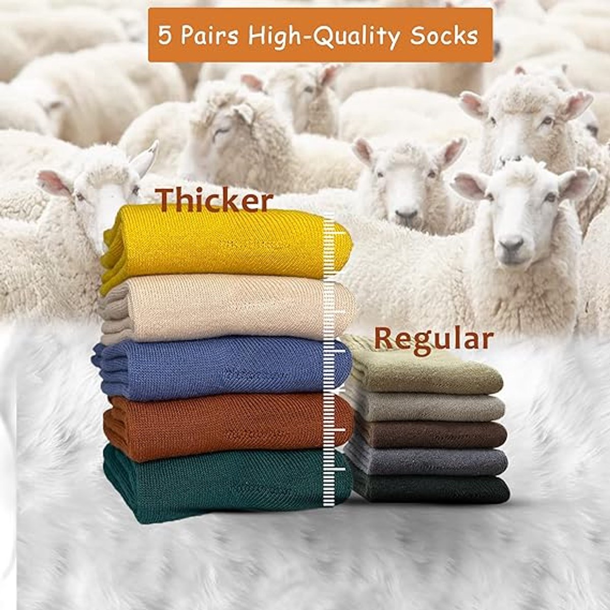 Warm winter socks for women - pack of 5 Pairs Thick Winter Socks - Thermal Men's Socks - extra thick warm socks - perfect birthday or Christmas gift - Non-slip Heel - sizes 35-42 - Image 3