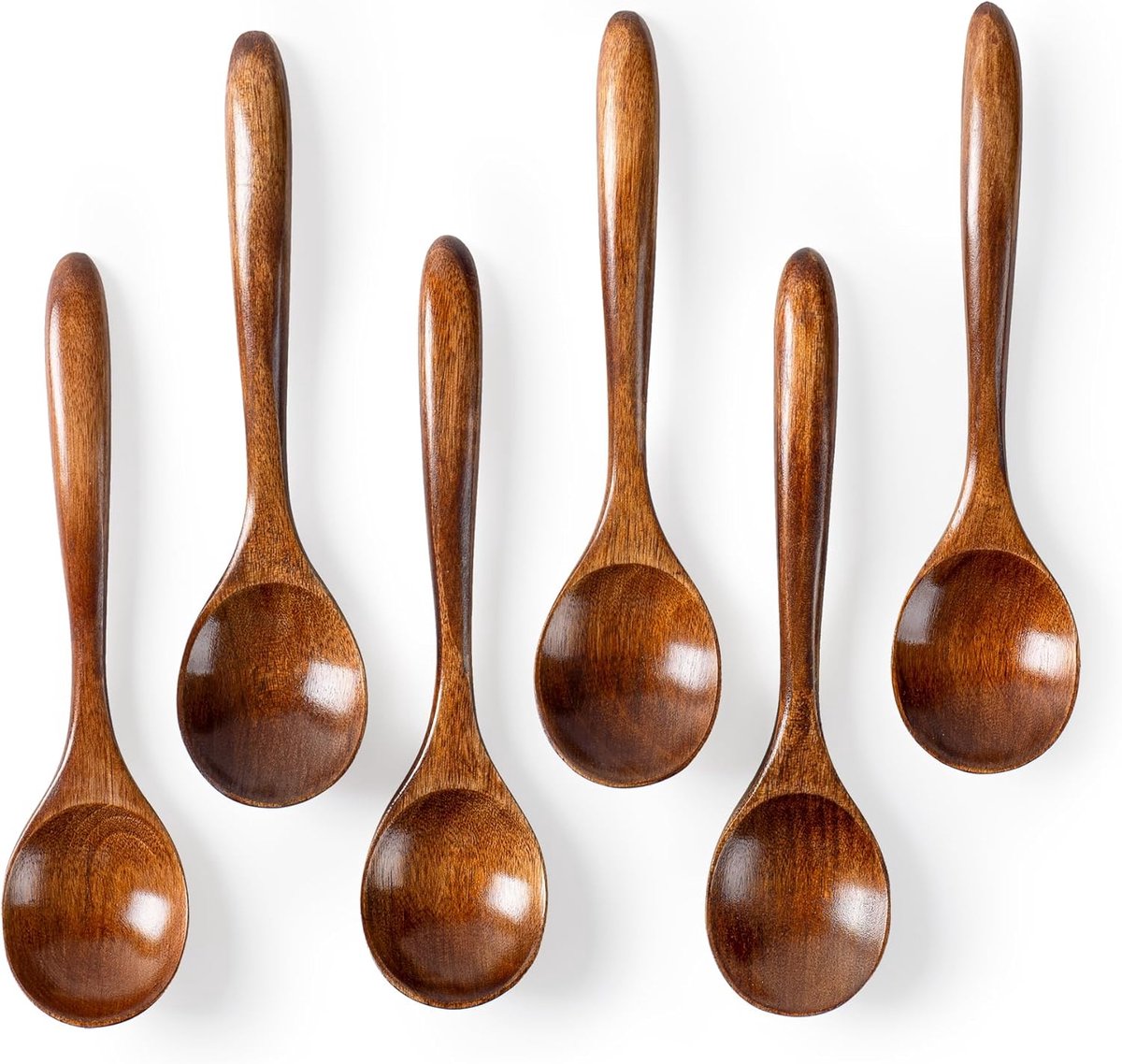 Wooden Spoons - 17cm Bamboo Spoons - Eco-friendly - Versatile Use - Perfect for Honey Jars & Jams (6-piece) - Image 1