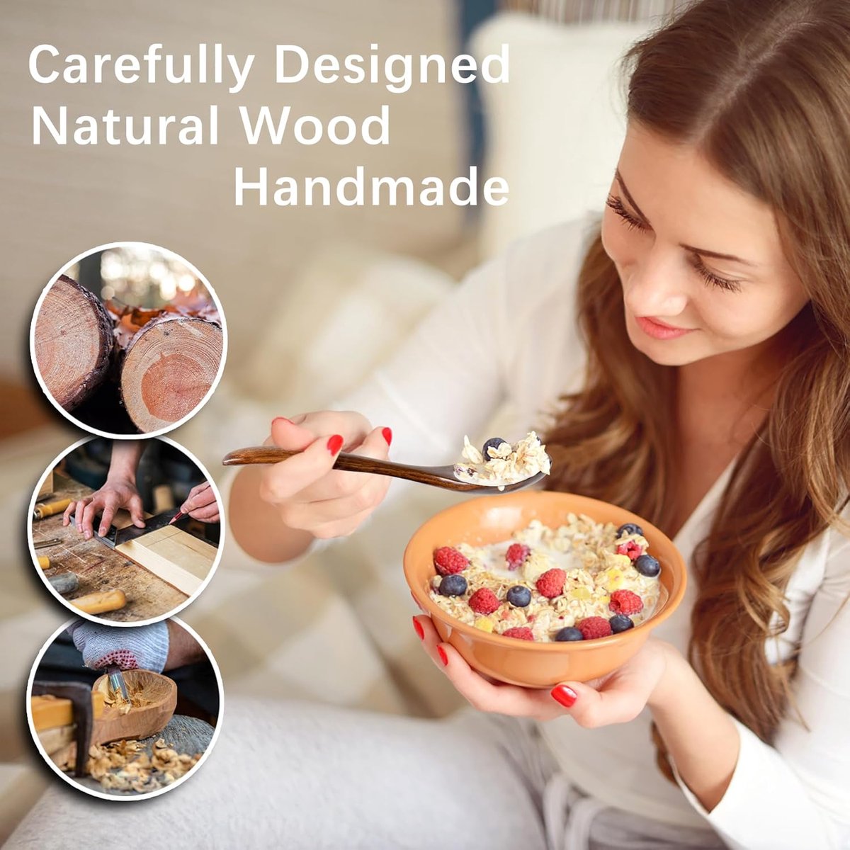 Wooden Spoons - 17cm Bamboo Spoons - Eco-friendly - Versatile Use - Perfect for Honey Jars & Jams (6-piece) - Image 4
