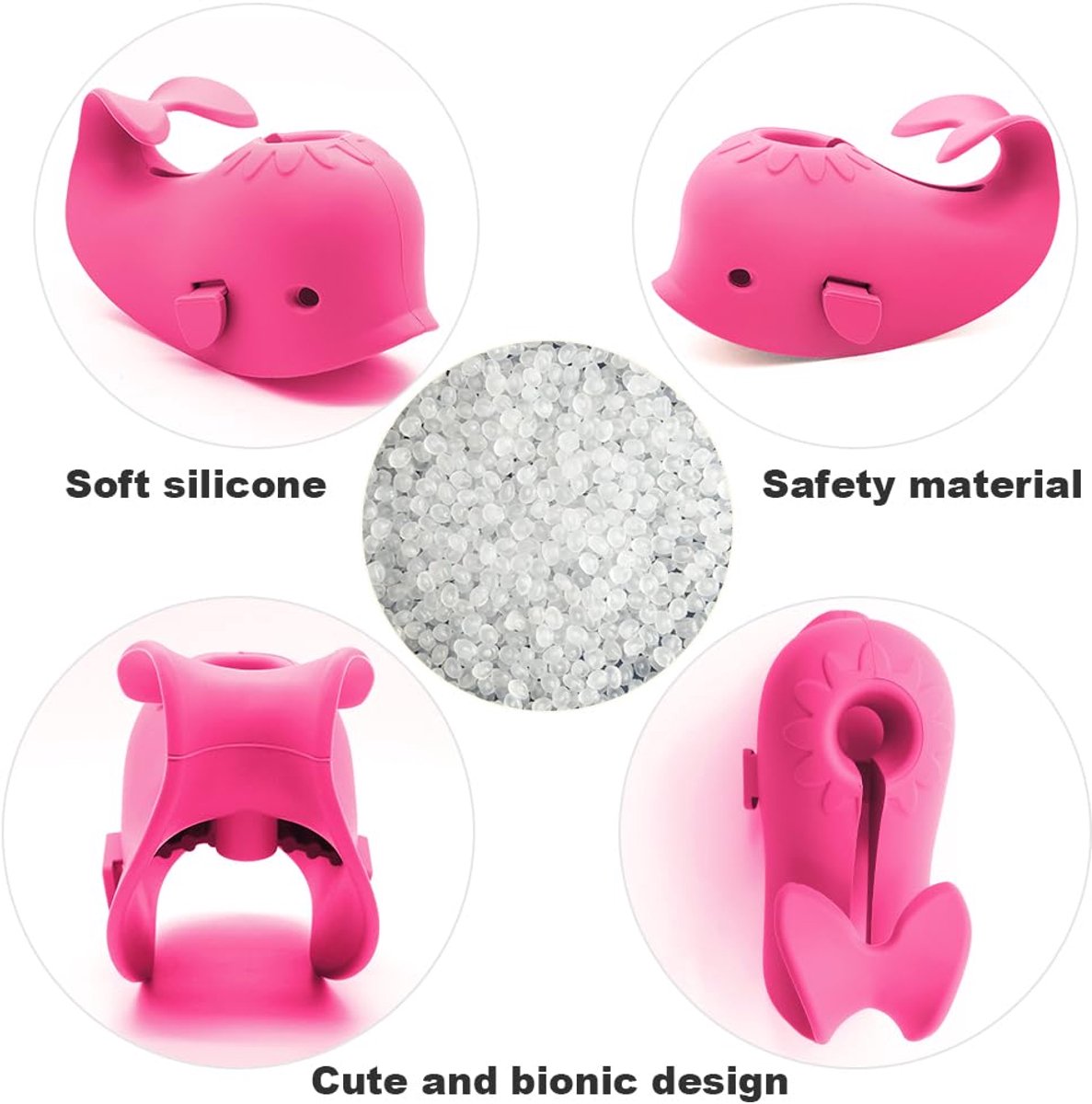 Baby Bath Faucet Cover - Soft silicone safety protector for children, toddlers and babies - Cute whale design, nice bath gift for children - red - Image 3