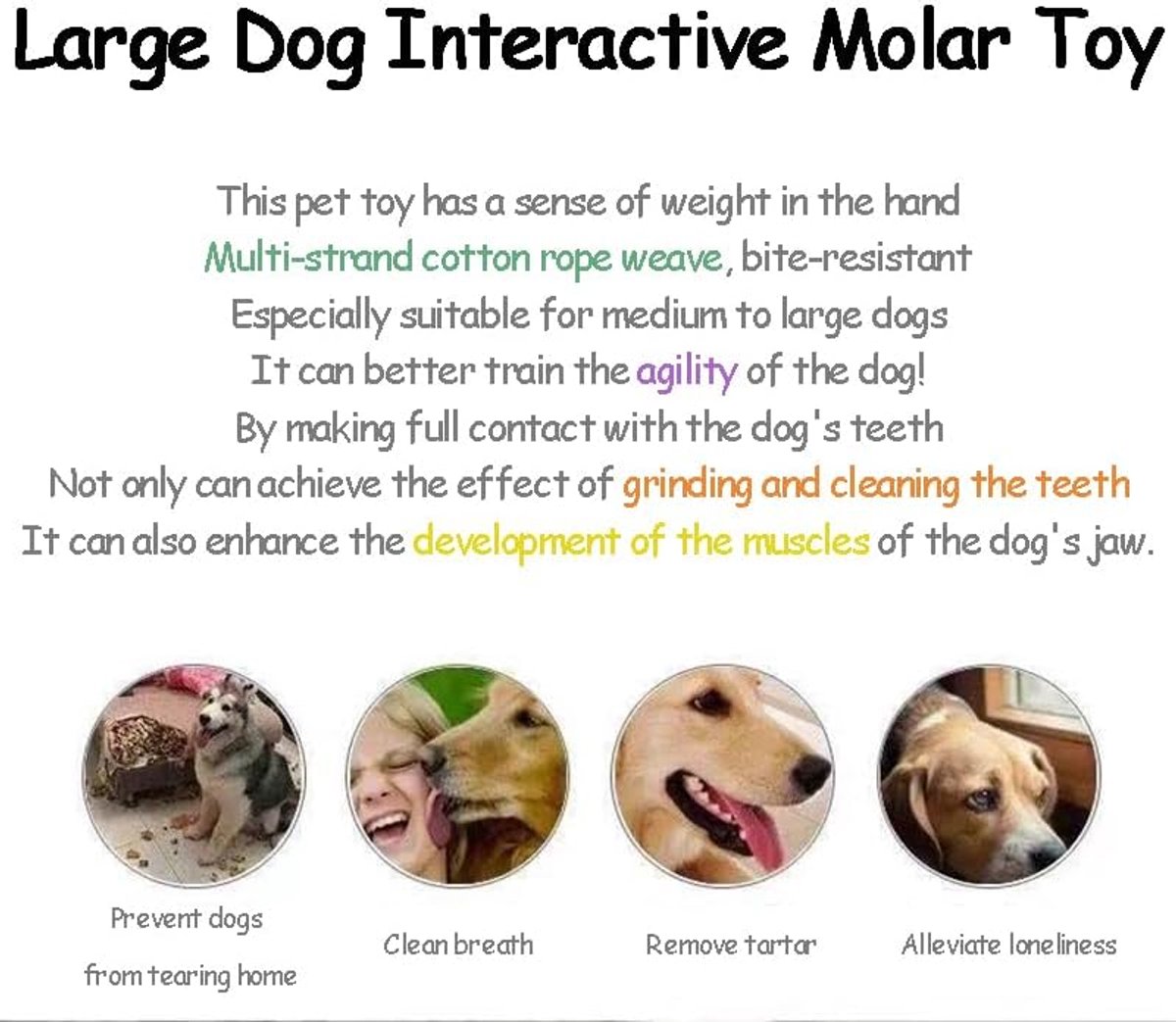 Dog toy - Cleans teeth - Knot & Carrot design - Durable braided cotton rope - Break-resistant chew toy - Suitable for puppies - Image 3