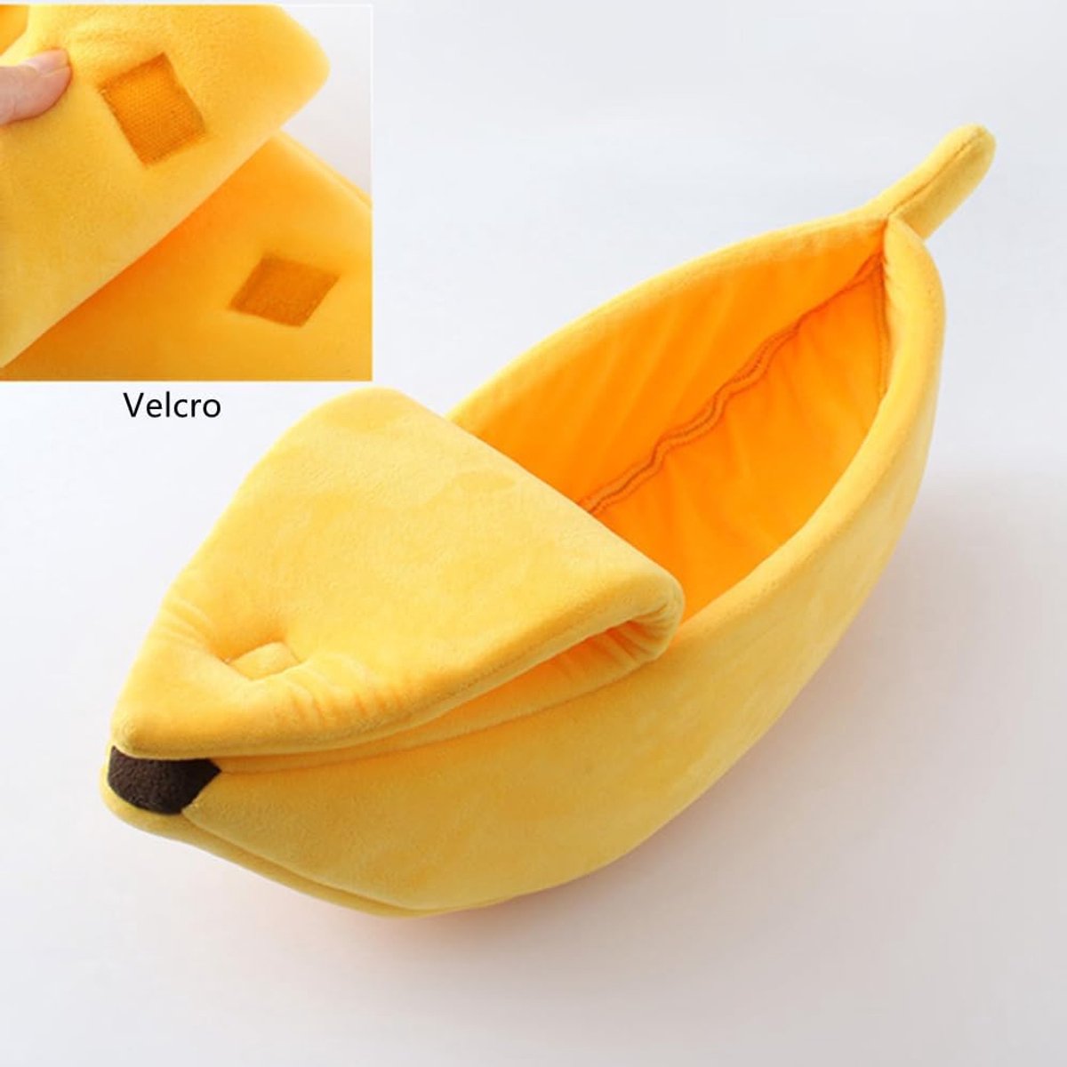 Banana-shaped pet bed - Creative dog and cat kennel - Warm and soft plush puppy mat - Cute fruit design for cats, kittens, and dogs - Available in various sizes (S) - Image 2