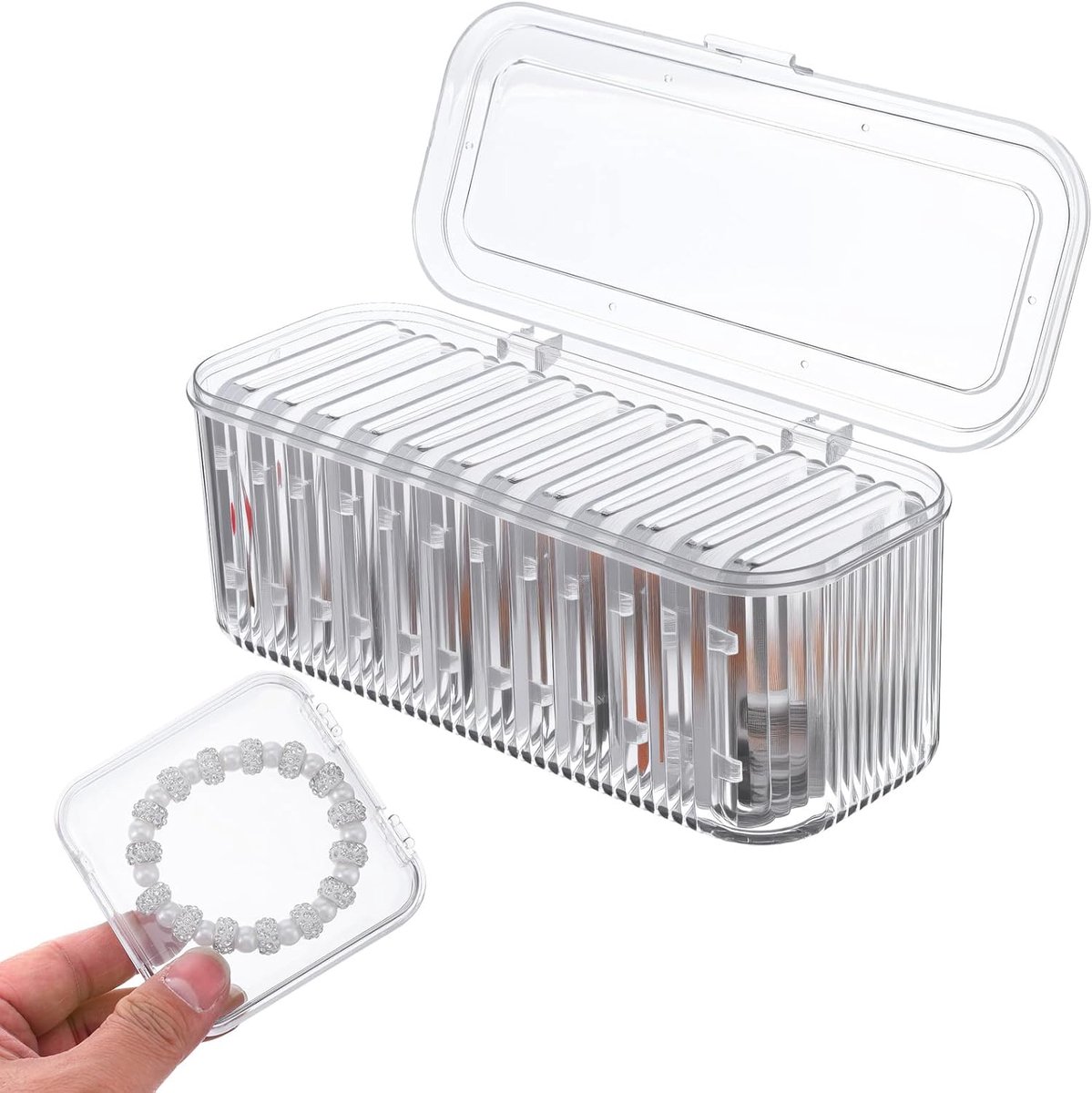 Jewelry Organizer - Travel Jewelry Organizer - 12 Compartments for Bracelets, Earrings, Rings, and Necklaces - Transparent Display Box - Portable, Travel-Friendly Storage - Image 1