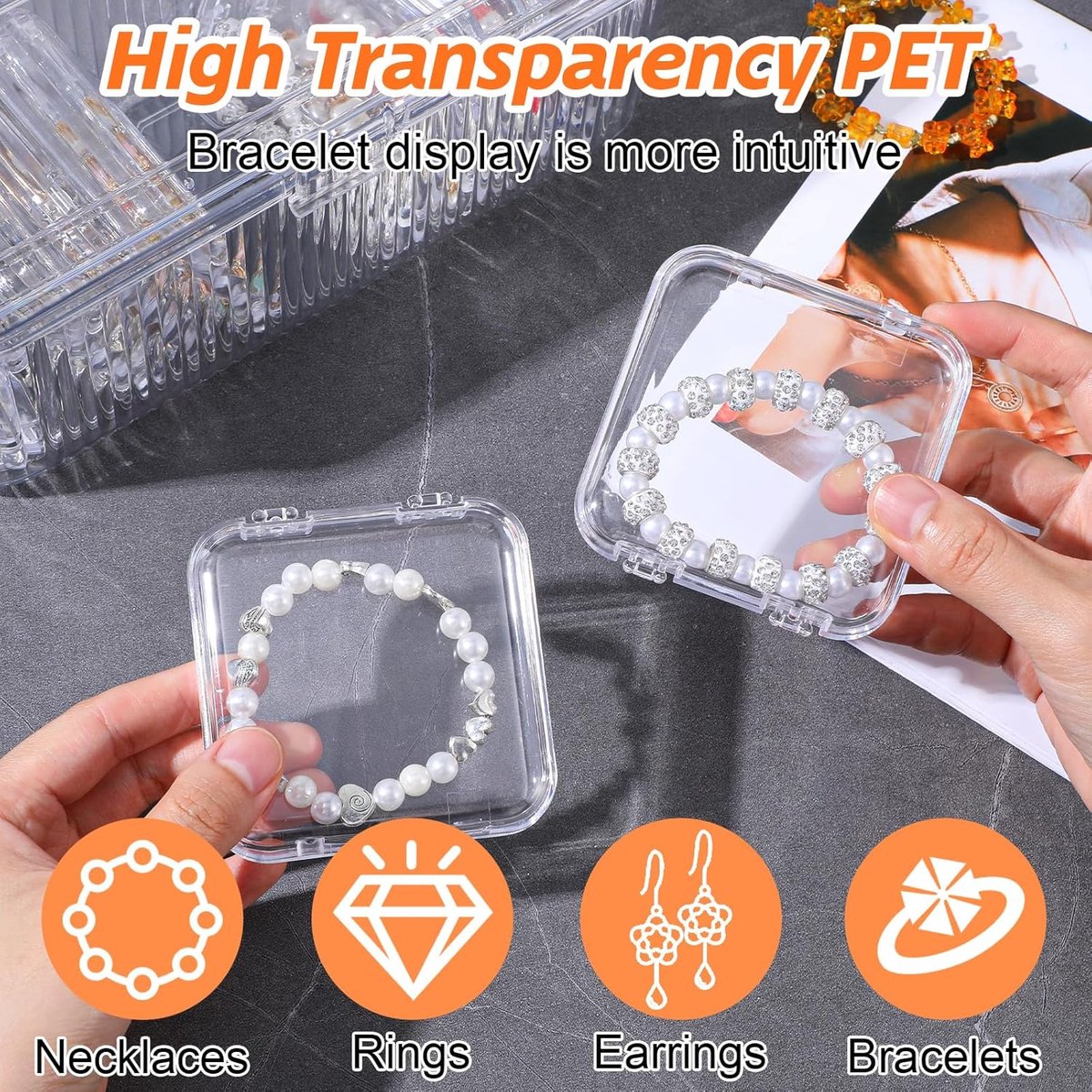 Jewelry Organizer - Travel Jewelry Organizer - 12 Compartments for Bracelets, Earrings, Rings, and Necklaces - Transparent Display Box - Portable, Travel-Friendly Storage - Image 5