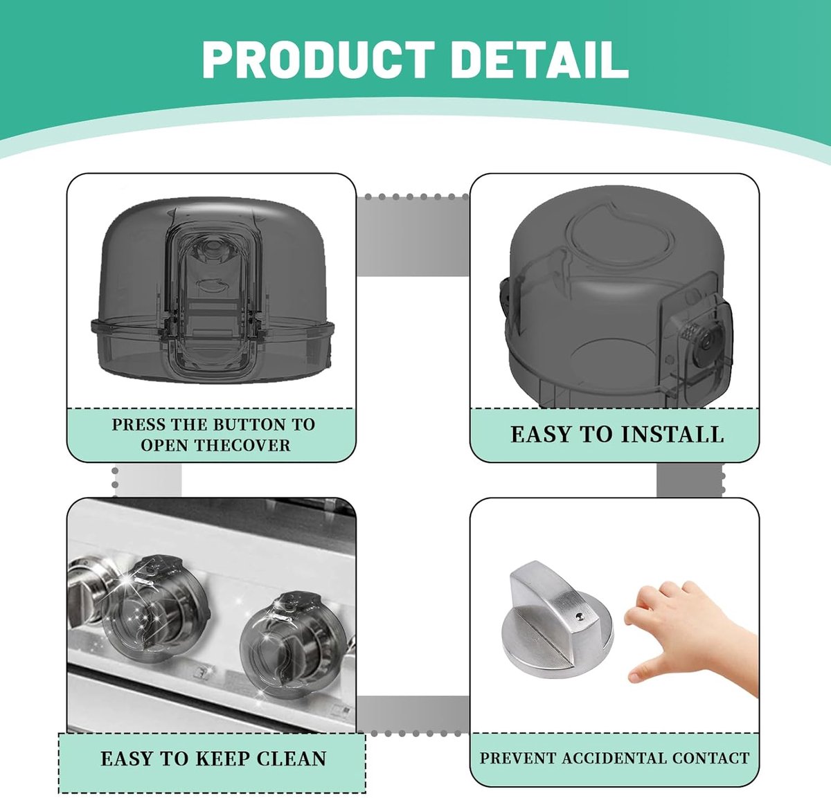 Child-safe Stove Knob 5-pack – With lock, universal, black - Image 4