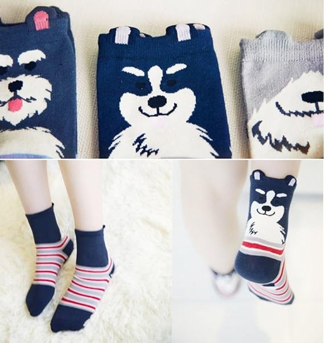 Cute and adorable animal pattern socks for women - cat and dog patterns - Christmas and birthday gifts - One Size Fits All - Image 2