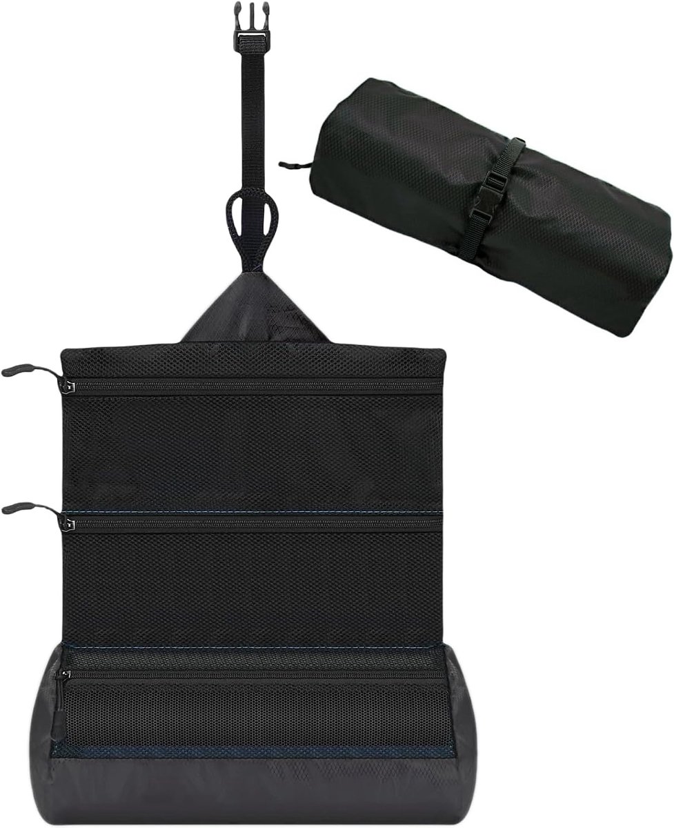 Men's travel toiletry bag - Hanging toiletry bag with waterproof shaver organizer - Makeup and travel essentials container with multiple compartments - Outdoor gift for men (black) - Image 1