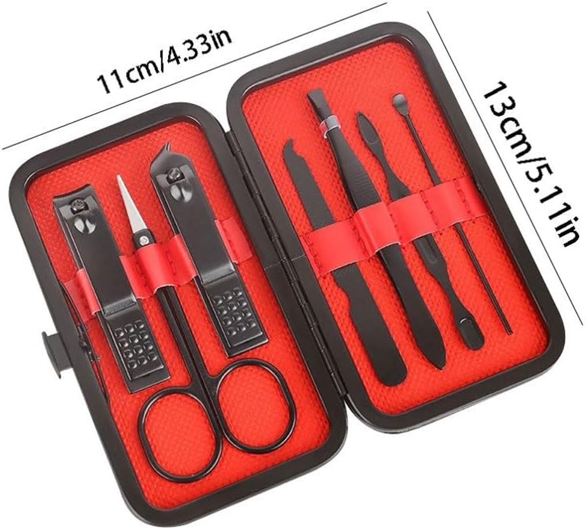 Black 7-piece nail clipper set - Includes nail clipper, nail trimmer, etc. - Manicure tools for home use - Suitable for travel and beauty - Portable travel set for beauty and nail care - Image 4