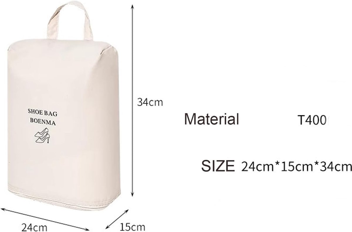 2-piece shoe bag - Travel and home organization - Sealed and waterproof shoe bag - breathable and odor-free for freshness (off-white) - Image 2