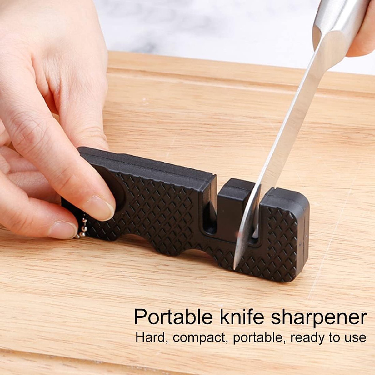 Knife Sharpener-Honing Steel - 2-pack mini Anti-Slip Sharpening Stones for Outdoor Tools, Kitchen, Multifunctional Portable Mini Sharpening Stones - Perfect for Outdoor Travel (Black) - Image 2