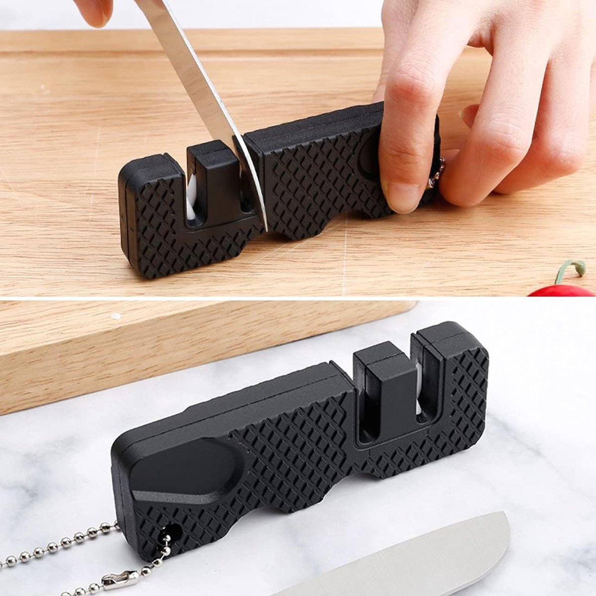 Knife Sharpener-Honing Steel - 2-pack mini Anti-Slip Sharpening Stones for Outdoor Tools, Kitchen, Multifunctional Portable Mini Sharpening Stones - Perfect for Outdoor Travel (Black) - Image 3