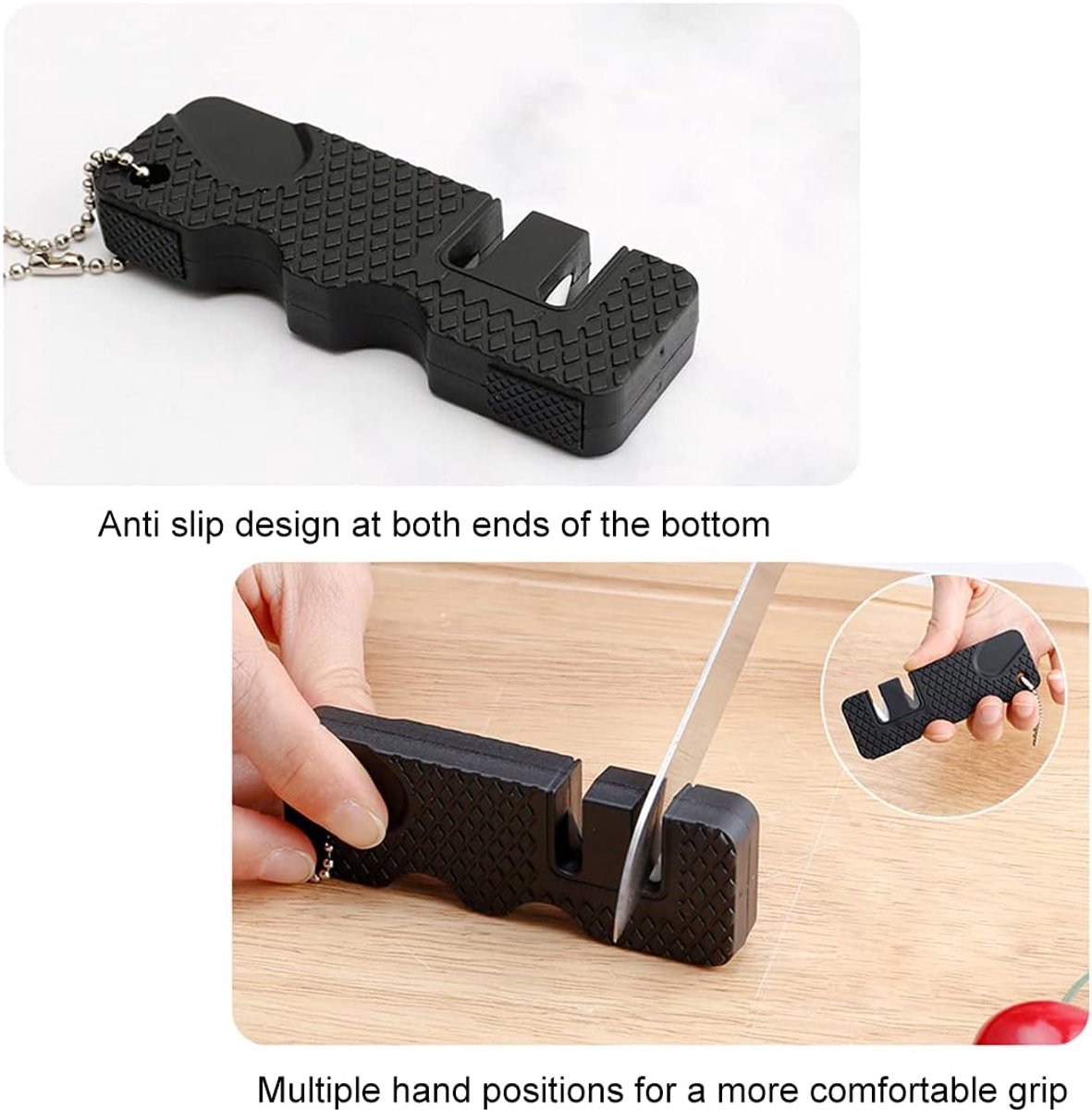 Knife Sharpener-Honing Steel - 2-pack mini Anti-Slip Sharpening Stones for Outdoor Tools, Kitchen, Multifunctional Portable Mini Sharpening Stones - Perfect for Outdoor Travel (Black) - Image 4