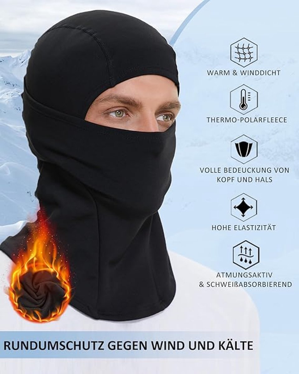 Face mask - Winter Sturmhaube Fahrrad Motorrad Ski Schlauchschal (Unisex) Black - Image 2