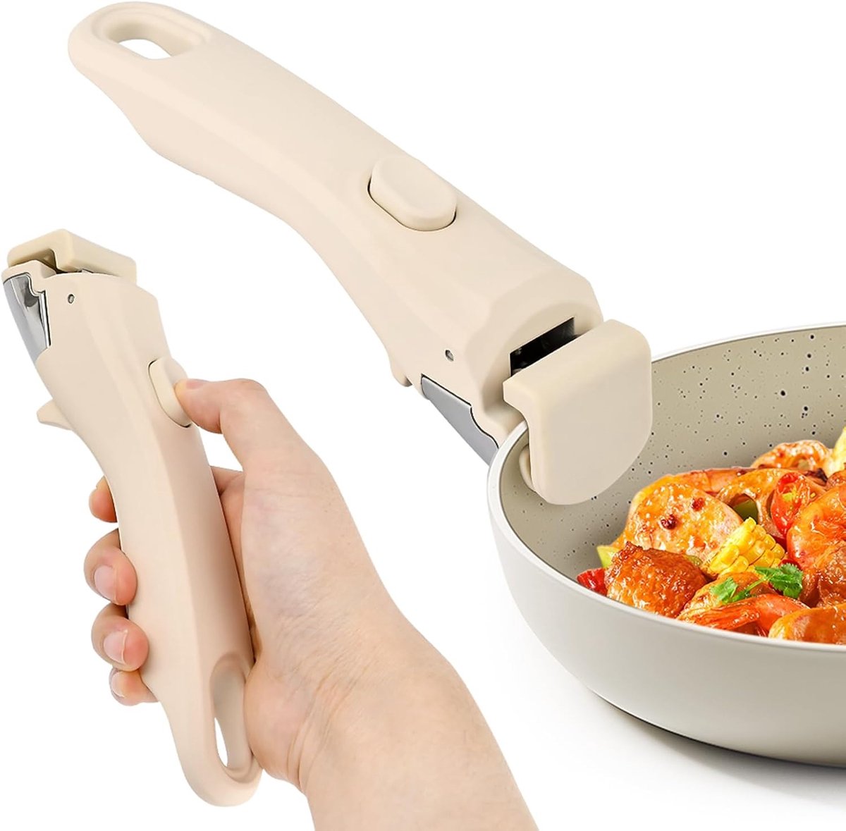 Detachable pan handle, detachable replacement handle for pots and pans, universal cream white pan handles, suitable for all cookware, heat-resistant and durable (cream white, size: 1 package) - Image 1