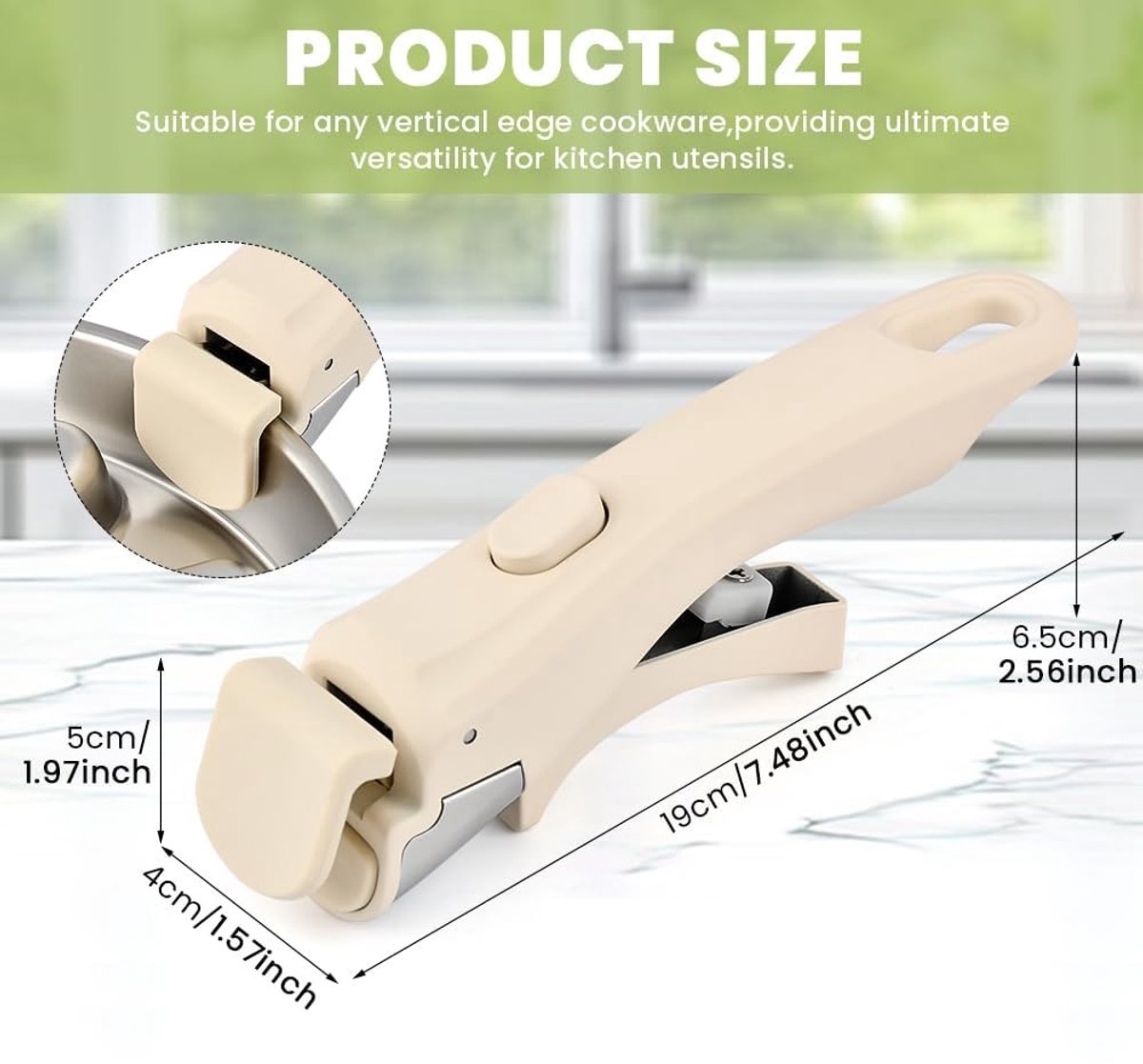 Detachable pan handle, detachable replacement handle for pots and pans, universal cream white pan handles, suitable for all cookware, heat-resistant and durable (cream white, size: 1 package) - Image 2
