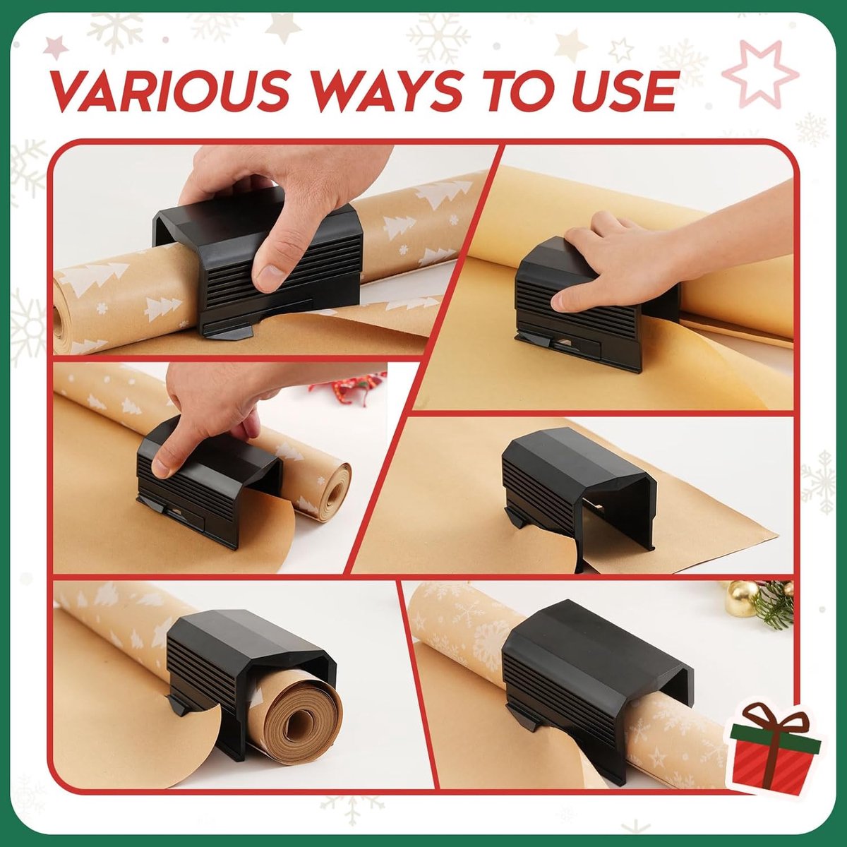 Wrapping Paper Cutter - Christmas Paper Roll Cutters - Paper Cutter Slider - Christmas Gift Wrapping Paper Cutting Supplies - for making birthday gifts (2 pieces black) - Image 4