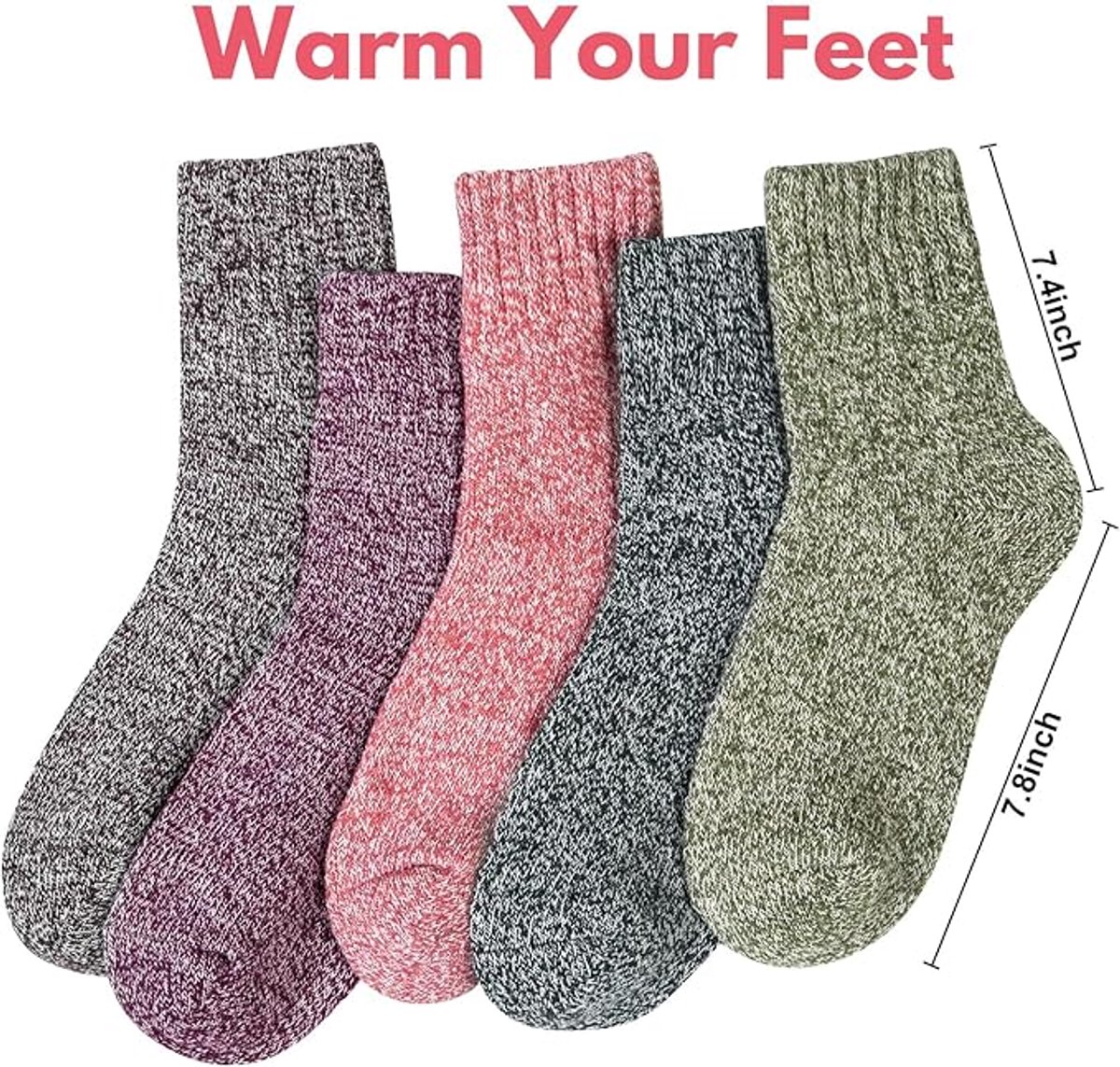 5-pair women's winter socks - extra thick and comfortable winter socks - knitted socks - warm and fun knitted socks - women's gifts - Image 2