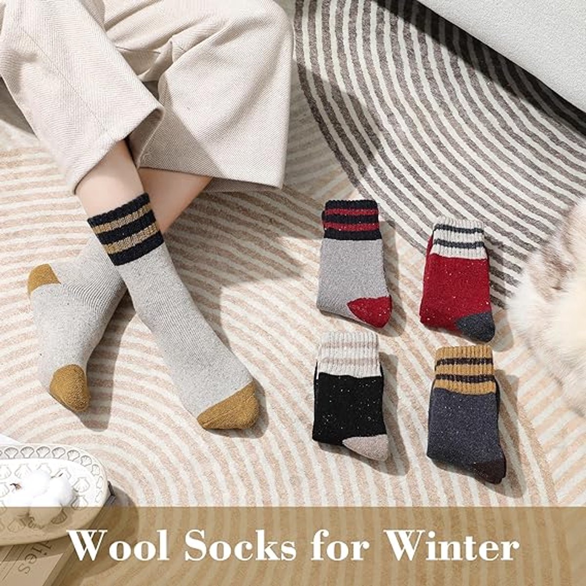 Thermal socks - Soft, thick, warm - Vintage knit - Casual socks - Image 4