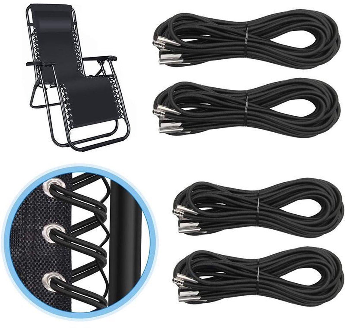Elastic band for 1 set – Black, 2 long + 2 short (export model) - Image 2