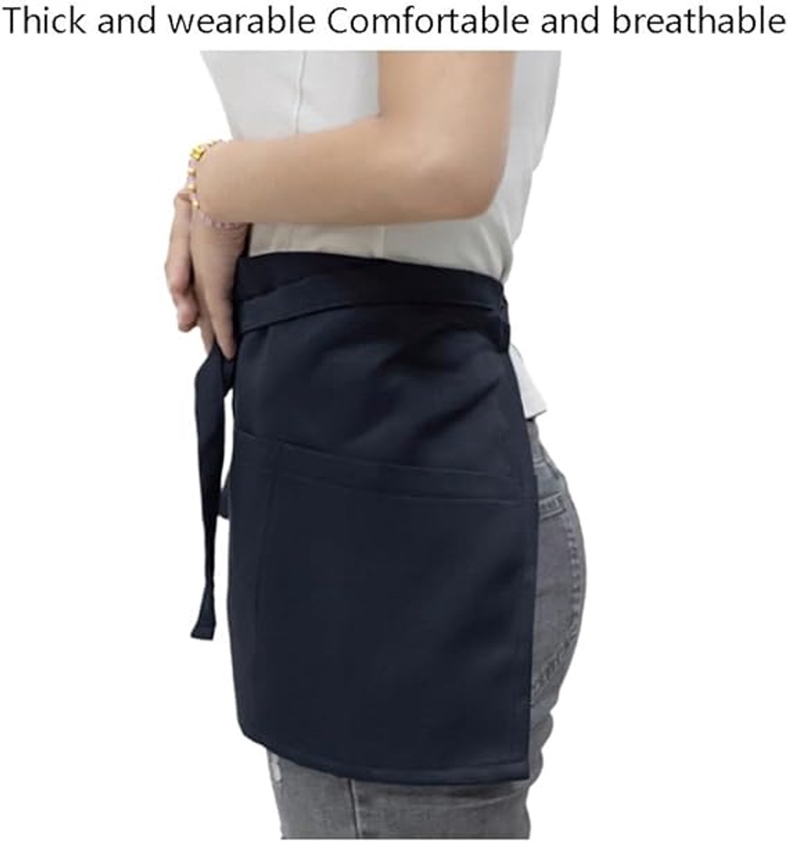 Bistro Aprons 3-piece – Black, semi-short, for waiter/waitress - Image 5