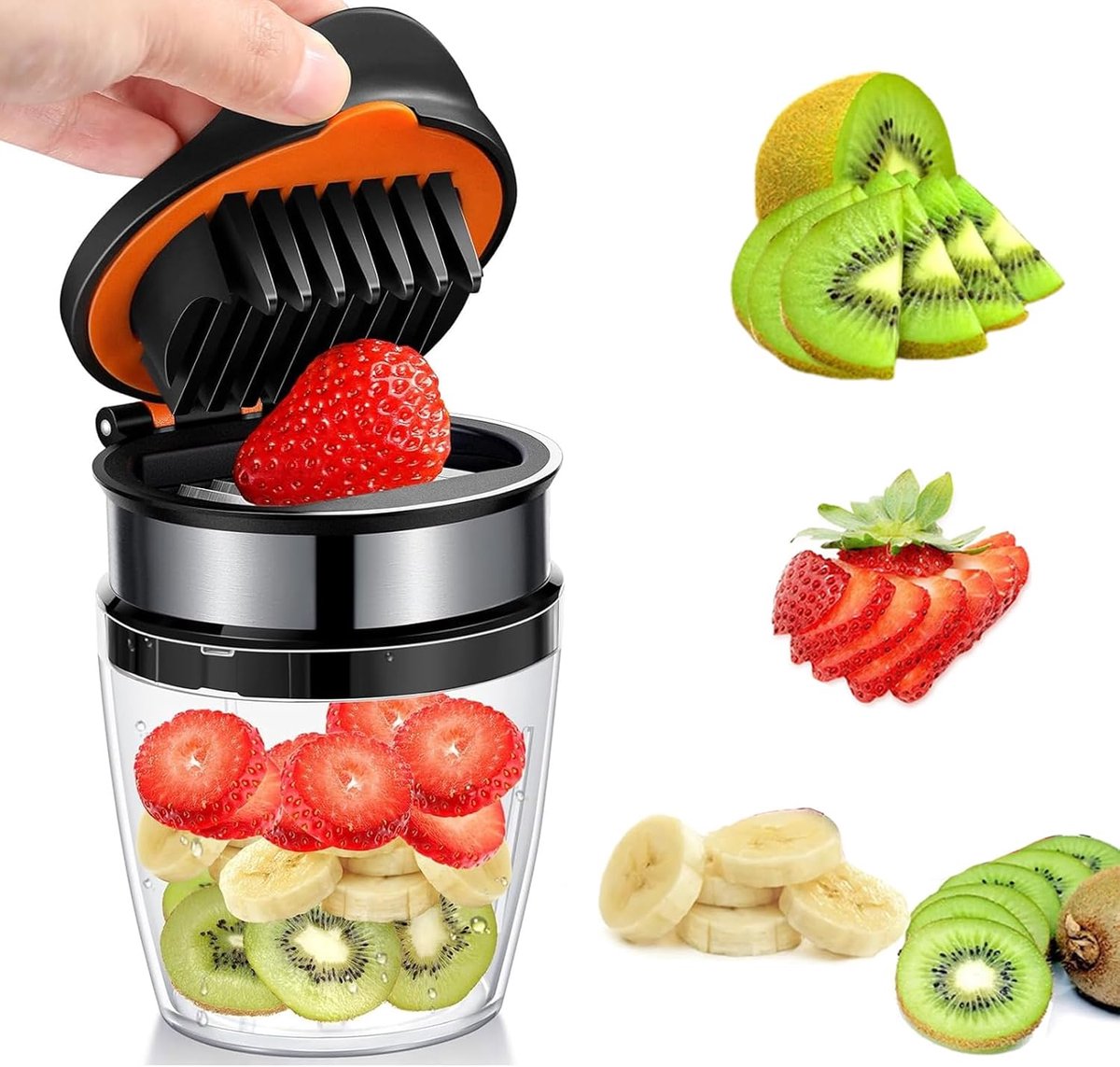 Fruit Slicer - Egg Slicer - Stainless Steel - Suitable for soft fruit - With non-slip base - Quickly make fruit and vegetable salads. - Image 1
