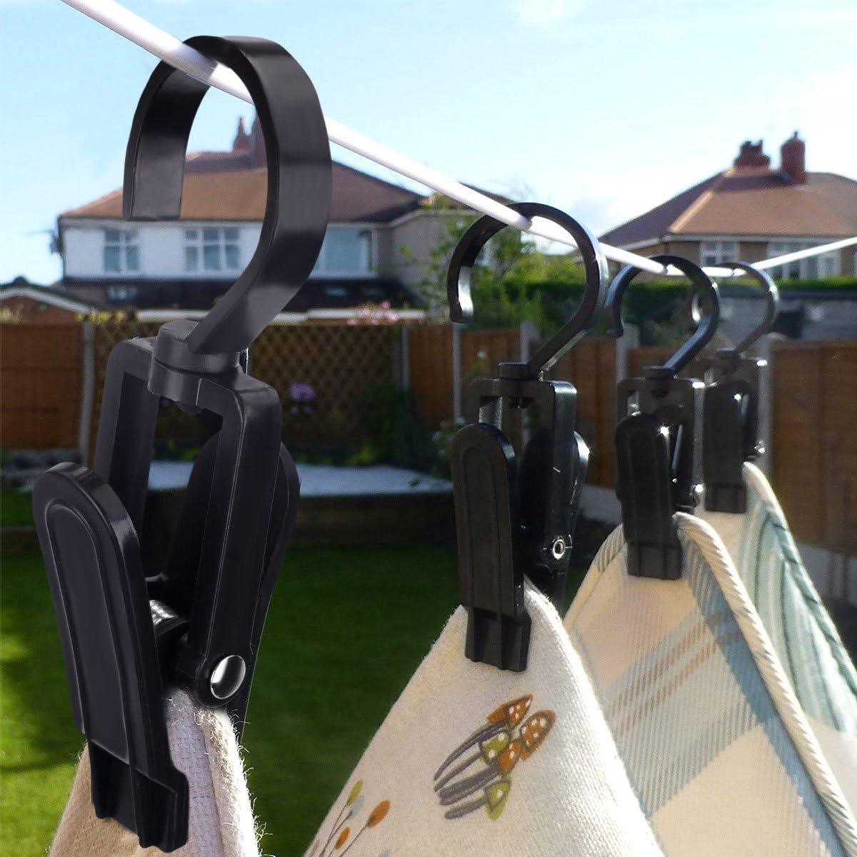 20 Towel clips - Dishcloth hooks - Towel clips - Clips - Buckles - Hooks - Clothes clips - Laundry clips - Clothes clips - Trouser hangers - Boot clips - Sock clips - Black - Image 3