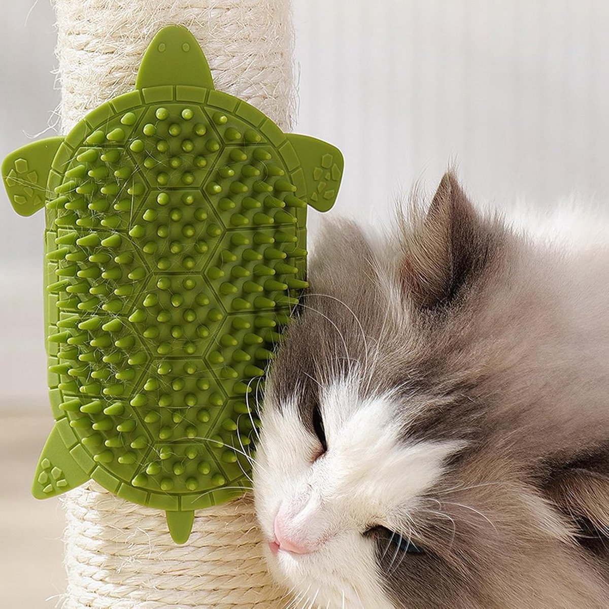 Self-Grooming Brush for Cats - Self-Massaging Scratching Post - Silicone Massager - Adjustable Scratching Post for Cats - Relieves Facial Itching - 203 Teeth Shedding Brush & Trimmer - Removable Storage Tray - Professional Hair Removal - Image 5