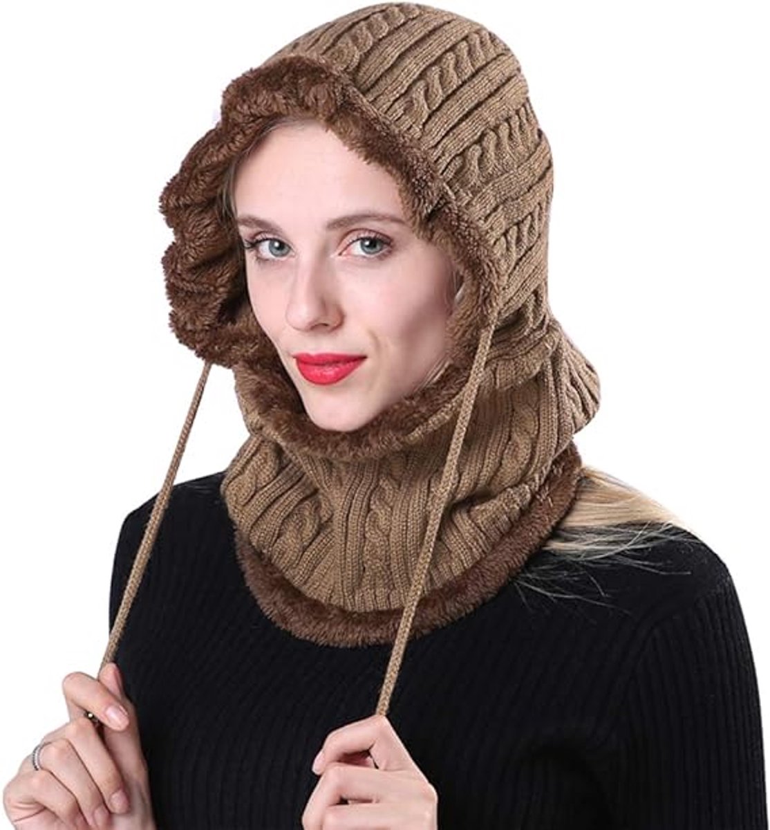 Warm Winter Hat with Fleece Lining - Balaclava Scarf Set - for Skiing, Hiking and Winter Sports - Image 1