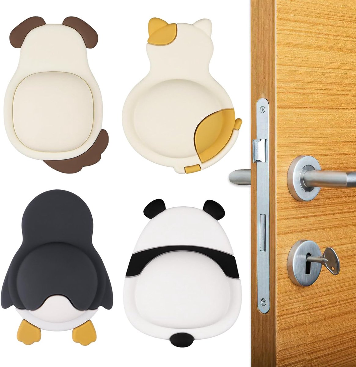 Pieces Door Knob Wall Protector - Cute Rubber Doorstop - Self-Adhesive Wall Protection Pads for Door Knobs - Image 1