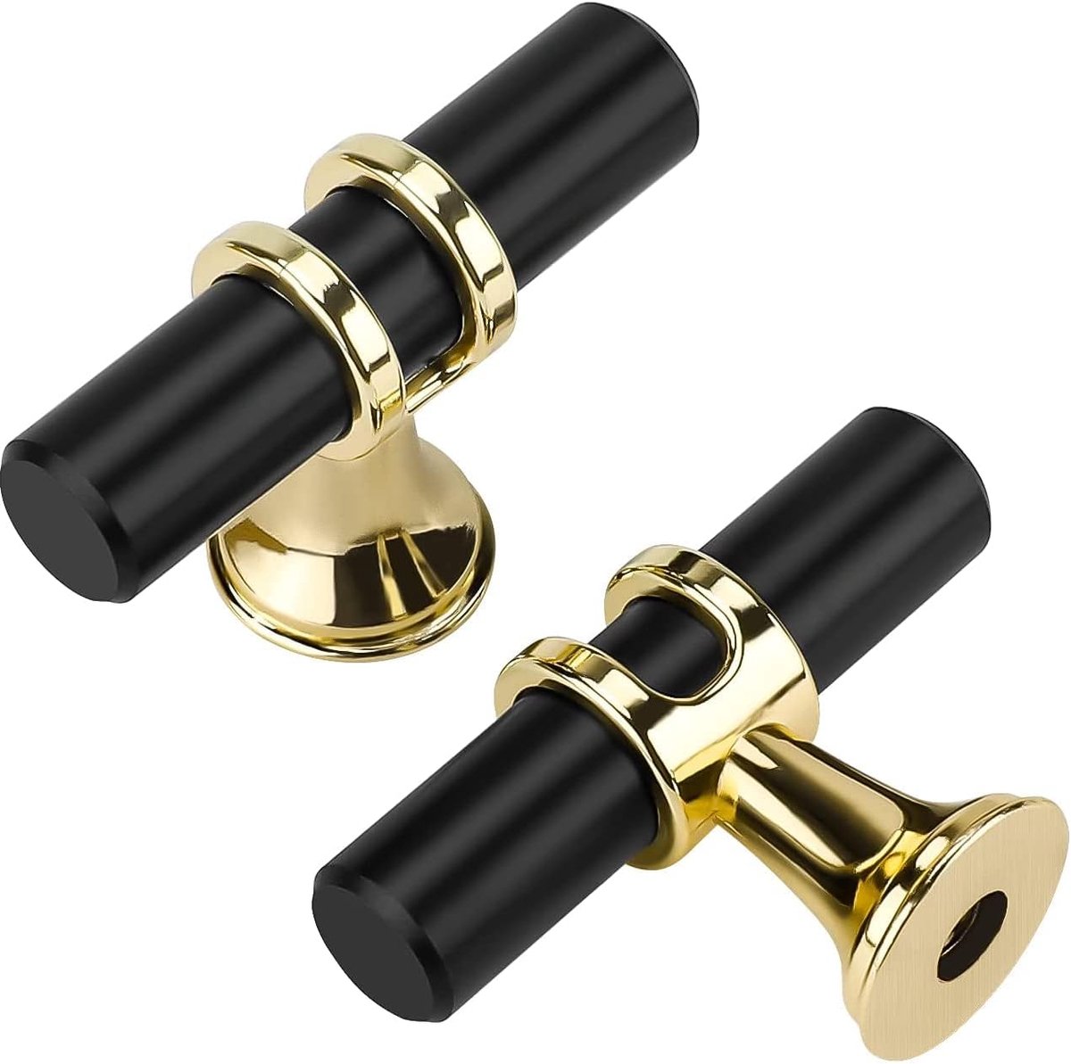 Cabinet Knobs - Drawer Knobs and Handles - 2 Pieces - Black and Gold, Single-Drill Design - Zinc Alloy - Suitable for Kitchen, Dressing Table, and Other Furniture - Image 1