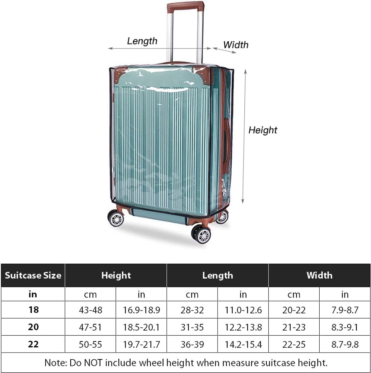 Transparent PVC Suitcase Protective Cover - 20 Inch - Anti-Dirt & Anti-Abrasion Dust Cover - Image 3