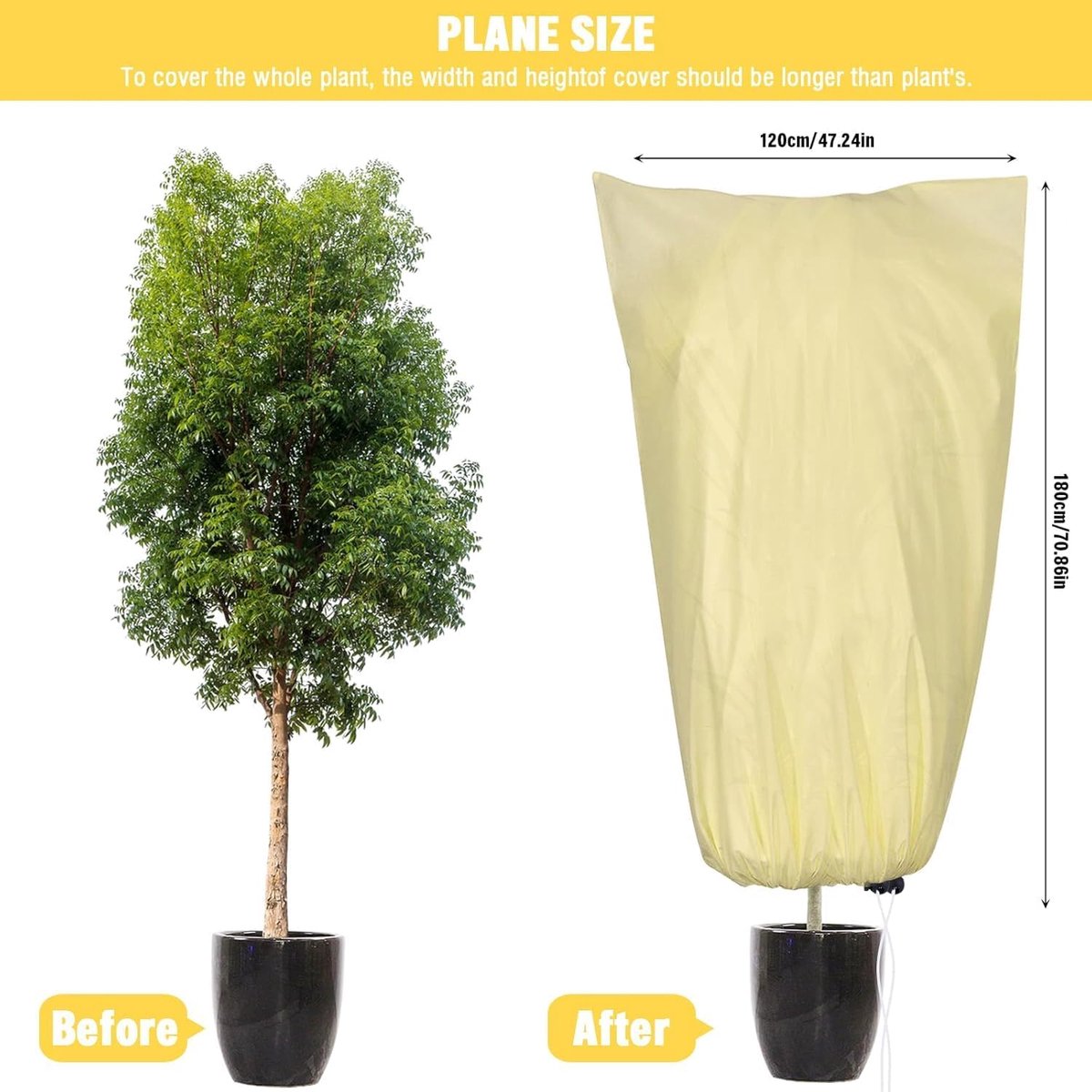 Winter covers for outdoor plants 120x180 cm - 2-pack - Frost protection - Reusable - With drawstring - Image 2