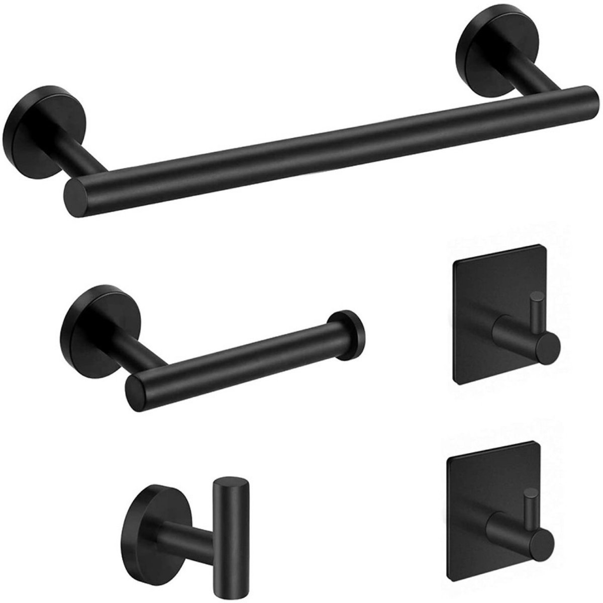 5-piece Towel Rail Set – 304 Stainless Steel, Black, Bathroom - Image 1
