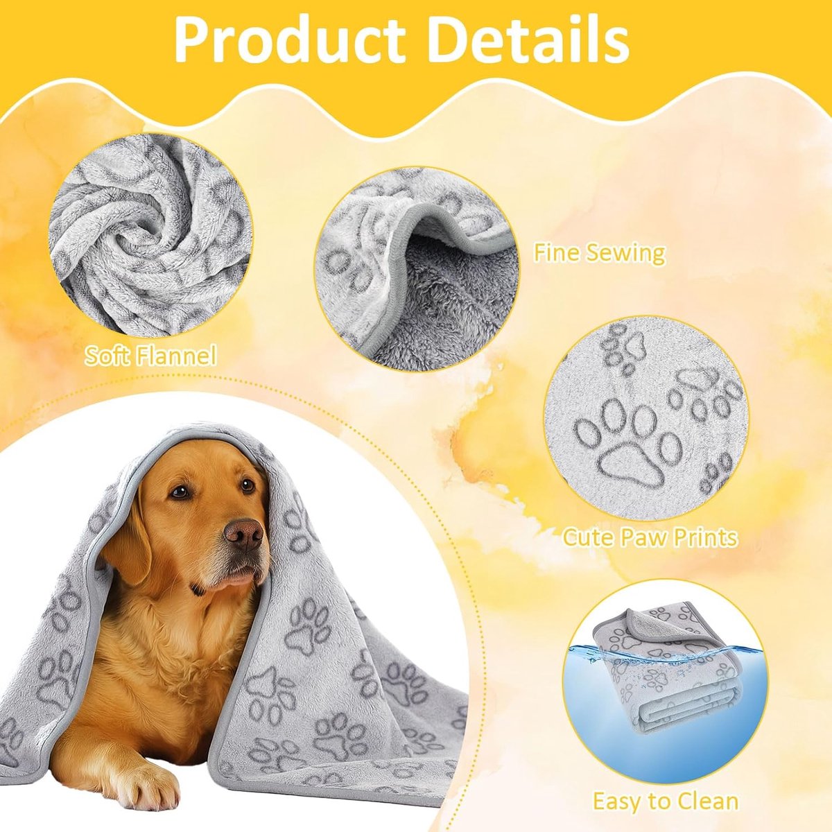 76x104cm Dog blankets for medium-sized dogs, cats, Premium soft dog blankets for small dogs, washable, Puppy blanket, Dog supplies for puppies (grey) - Image 2