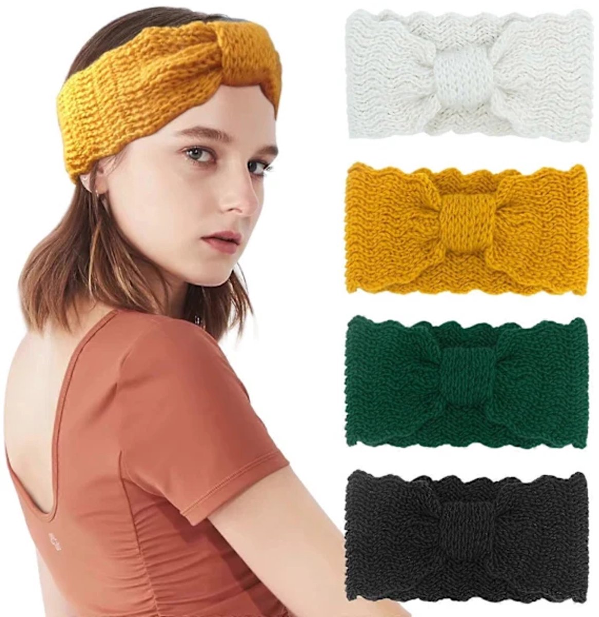 Women's Headbands 4-piece – Knitted, soft, for skiing/hiking - Image 5