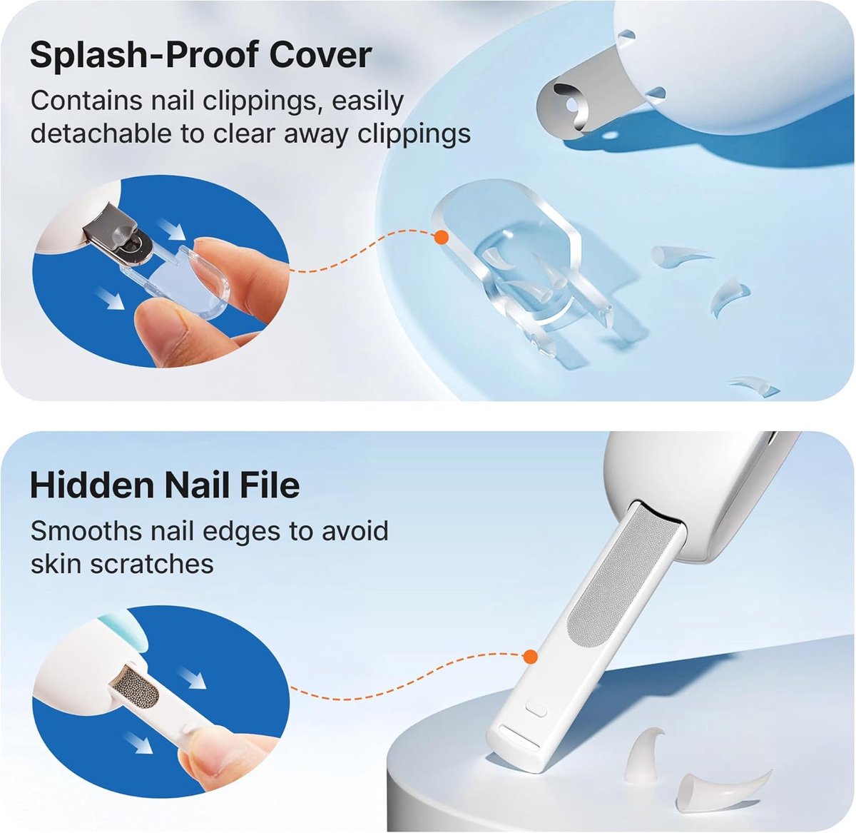 Electric Nail File - Dog Nail Clipper - Cat Nail Clipper - Dog Nail File - With Adjustable Trimming Hole in 3 Sizes and Hidden Nail File - Safe Toenail Clipper For Kittens and Indoor Cats - Anti-Splash Nail Clipper For Grooming (Blue) - Image 3