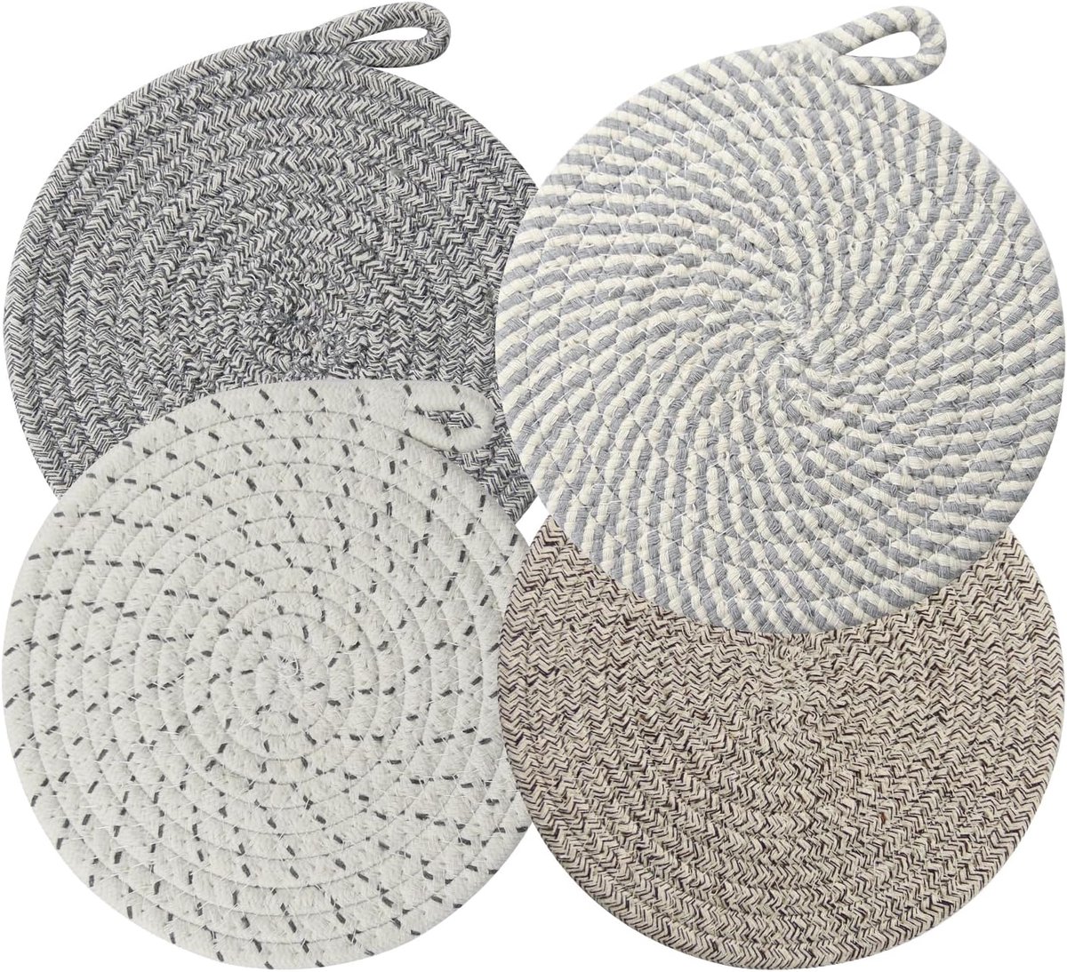 Set of 4 heat-resistant insulation mats - heat-resistant cotton mat - round placemat (20 cm) - suitable for kitchen bowls, pots, pans, and plates (4 colors) - Image 1