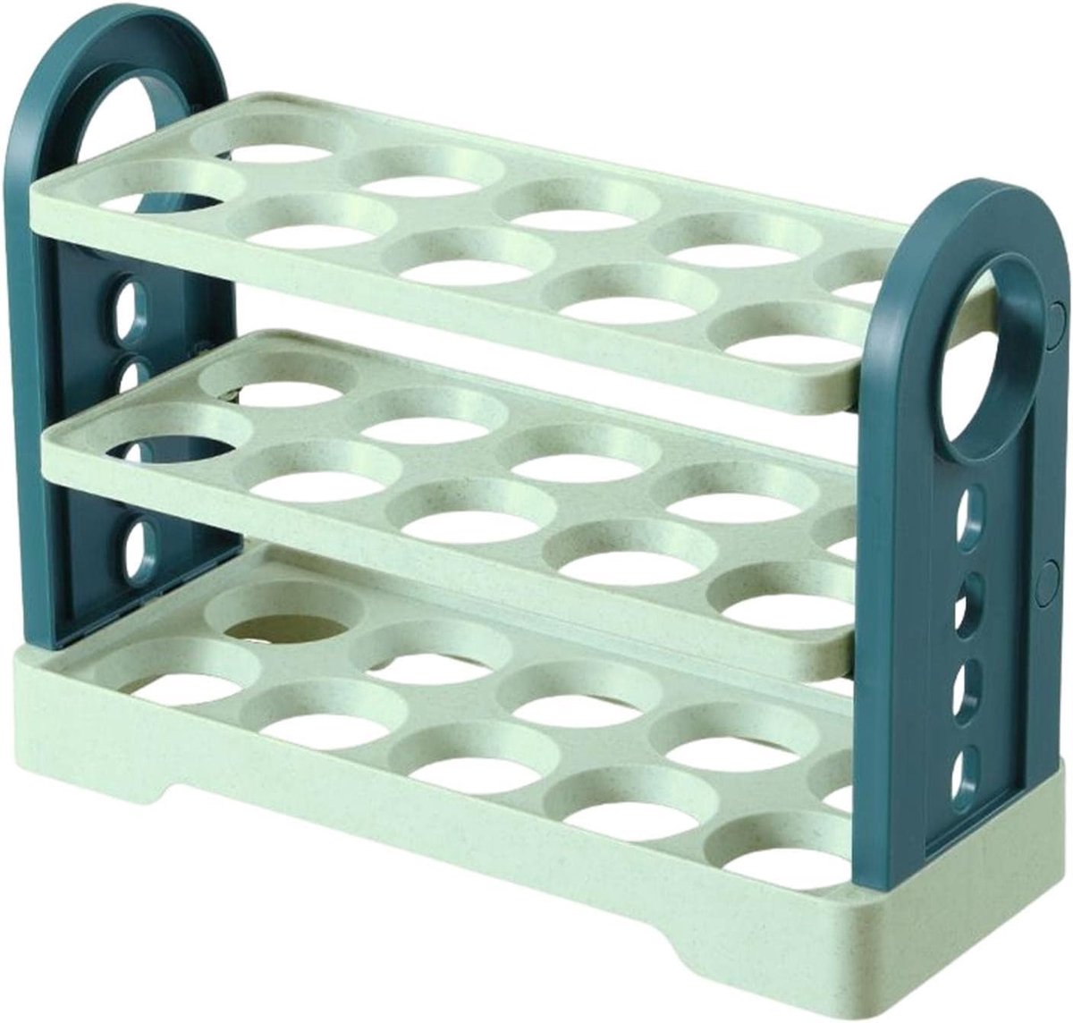 Egg Basket 30 Compartments 3 Layers - Dark Blue Flip-Down - With Handle for Refrigerator - Image 1