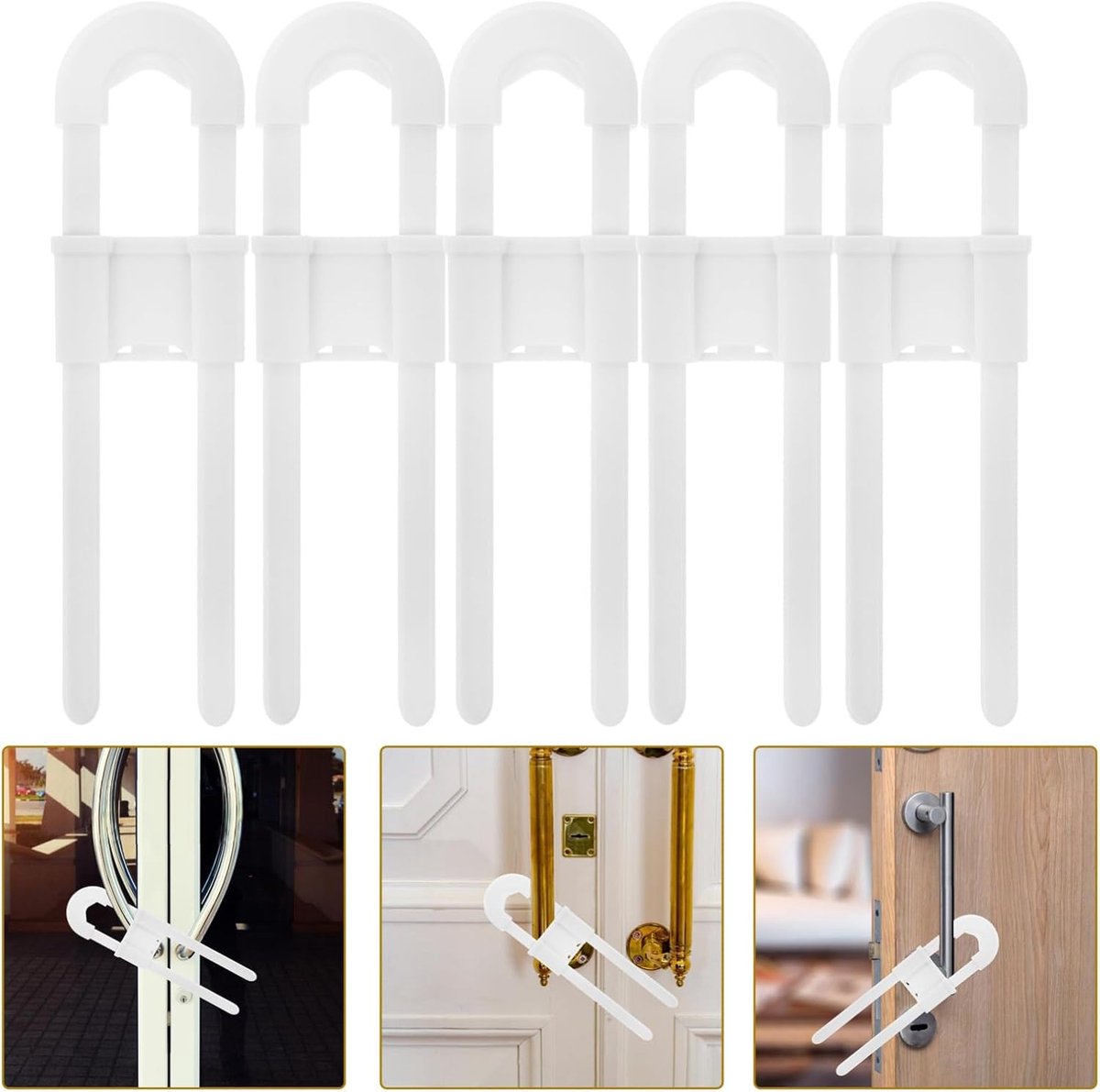 Child lock cabinets - Cabinet security for children - for cabinets and refrigerators - 5 pieces - White - Image 1