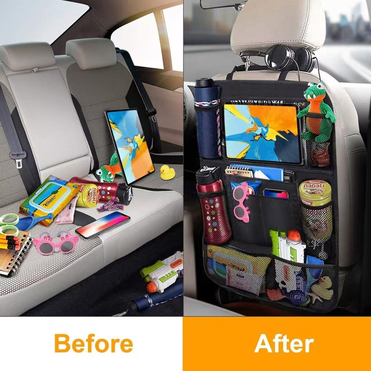 Back Seat Organizer 2-piece – 40×60cm, for children/iPad - Image 4