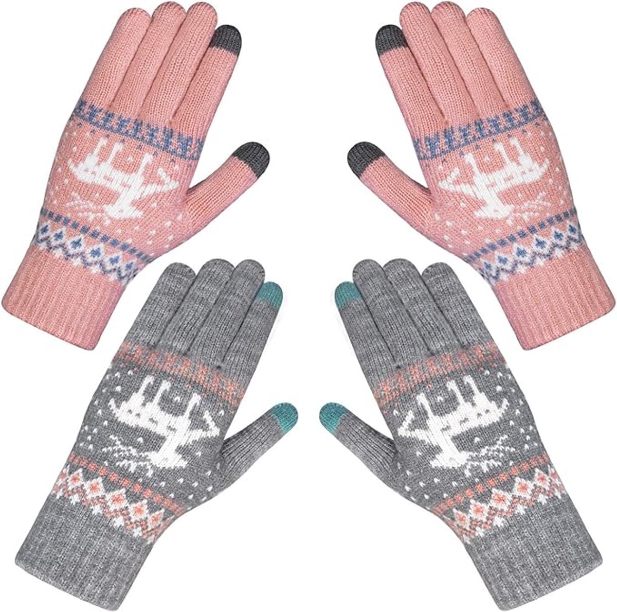 Women's winter gloves - Snowflake print Warm touchscreen gloves - Unisex - Reusable - Image 1