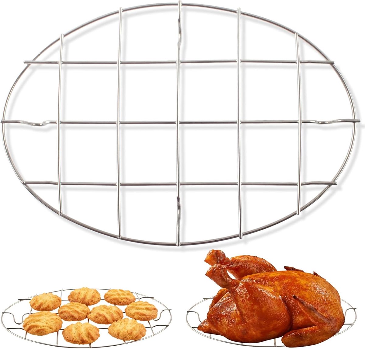 Oval 25 cm Cookie Cooler Rack - 304 Stainless Steel Cooler Racks Cookware 2 cm High Thick Version 1 piece - Image 1