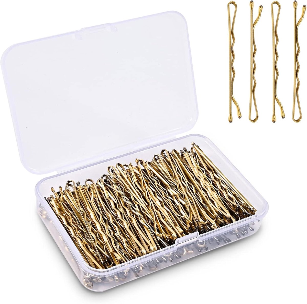 100 Pieces 2 Inch Gold Hairpins - With Clear Storage Box - For Hair Salons & Personal Use - Image 1