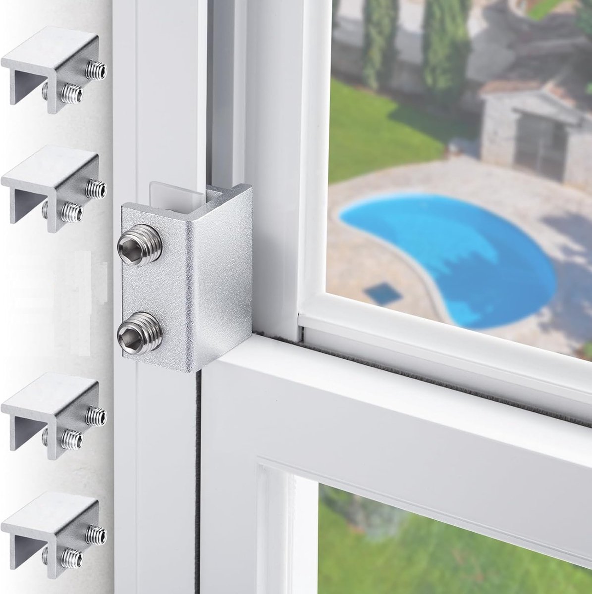 Sliding window locks - Horizontal & up/down - 4 sets silver - Image 1
