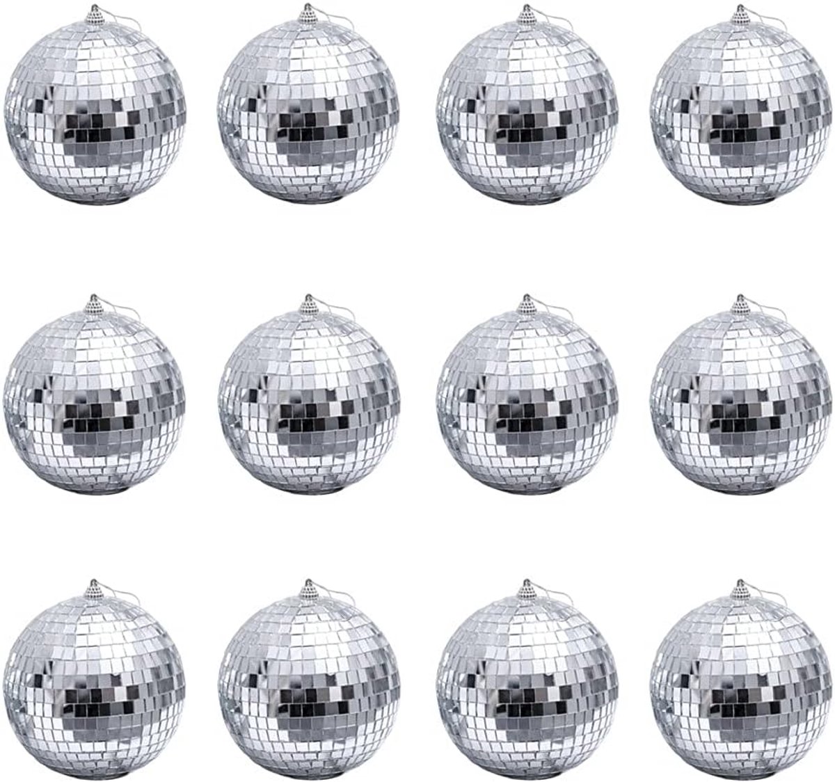 12 1.2-inch silver mirrored disco ball Christmas tree ornaments - suitable for family parties, Christmas decorations for weddings - create light effects - Image 1